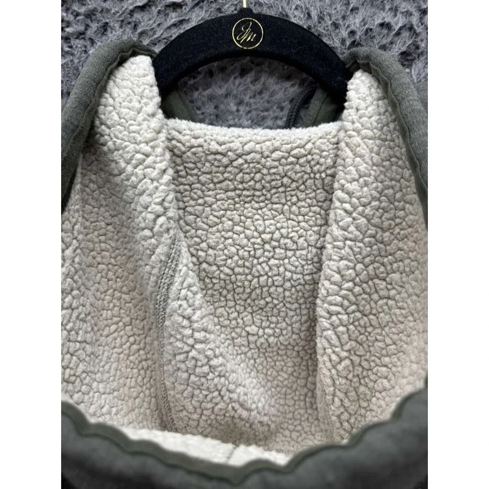 The North Face Sherpa Patrol Snap-Up‎ Fleece-Lined Hoodie Green Mens Size S